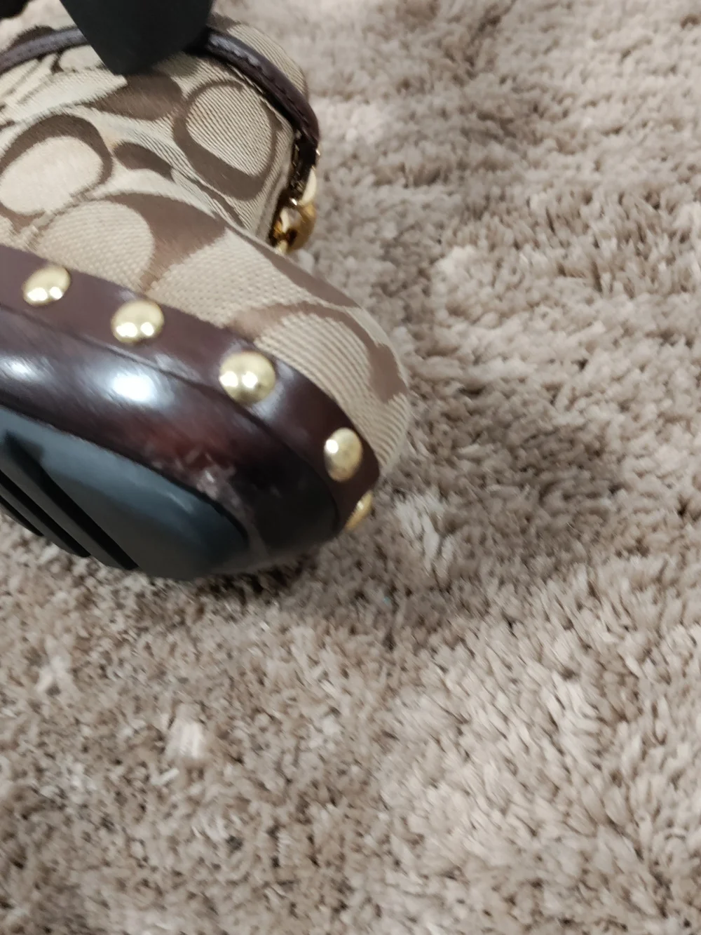 Coach Signature C Jacquard Platform Clog Mules Brown Women’s Size 6.5B